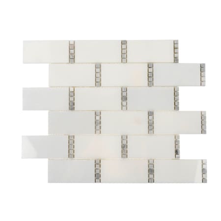 Apollo Tile White Subway With Dots 5.28 sq.ft 11.7 in. x13 in. Marble Mosaic Tile, 5PK APLDC99R02EC14